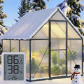 WUKHG 6x6FT Outdoor Greenhouse, Heavy-Duty Walk-in Greenhouse with Reinforced Aluminum Frame, UV-Resistant Polycarbonate Panels, All-Weather Greenhouse for Garden Backyard