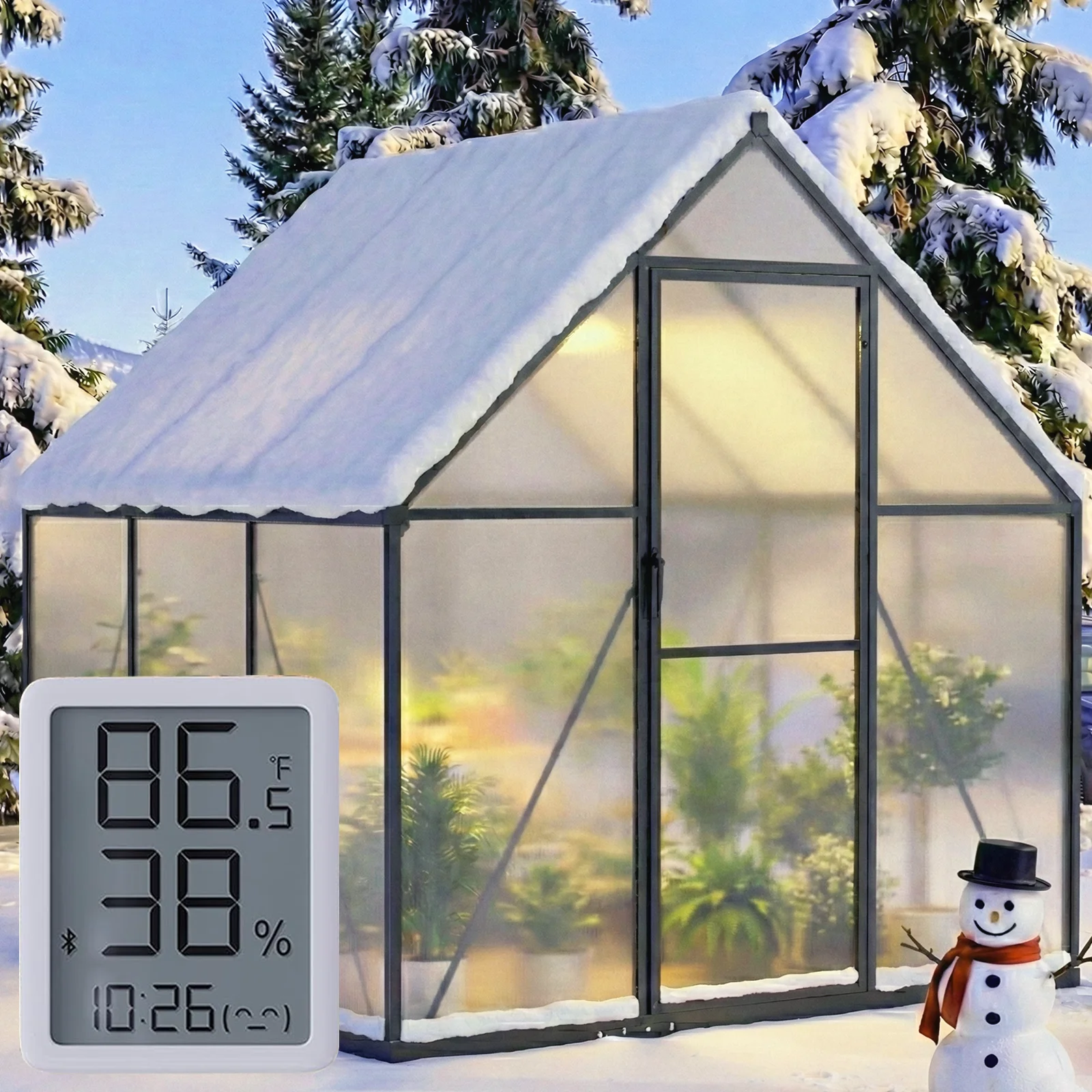 WUKHG 6x6FT Outdoor Greenhouse, Heavy-Duty Walk-in Greenhouse with Reinforced Aluminum Frame, UV-Resistant Polycarbonate Panels, All-Weather Greenhouse for Garden Backyard