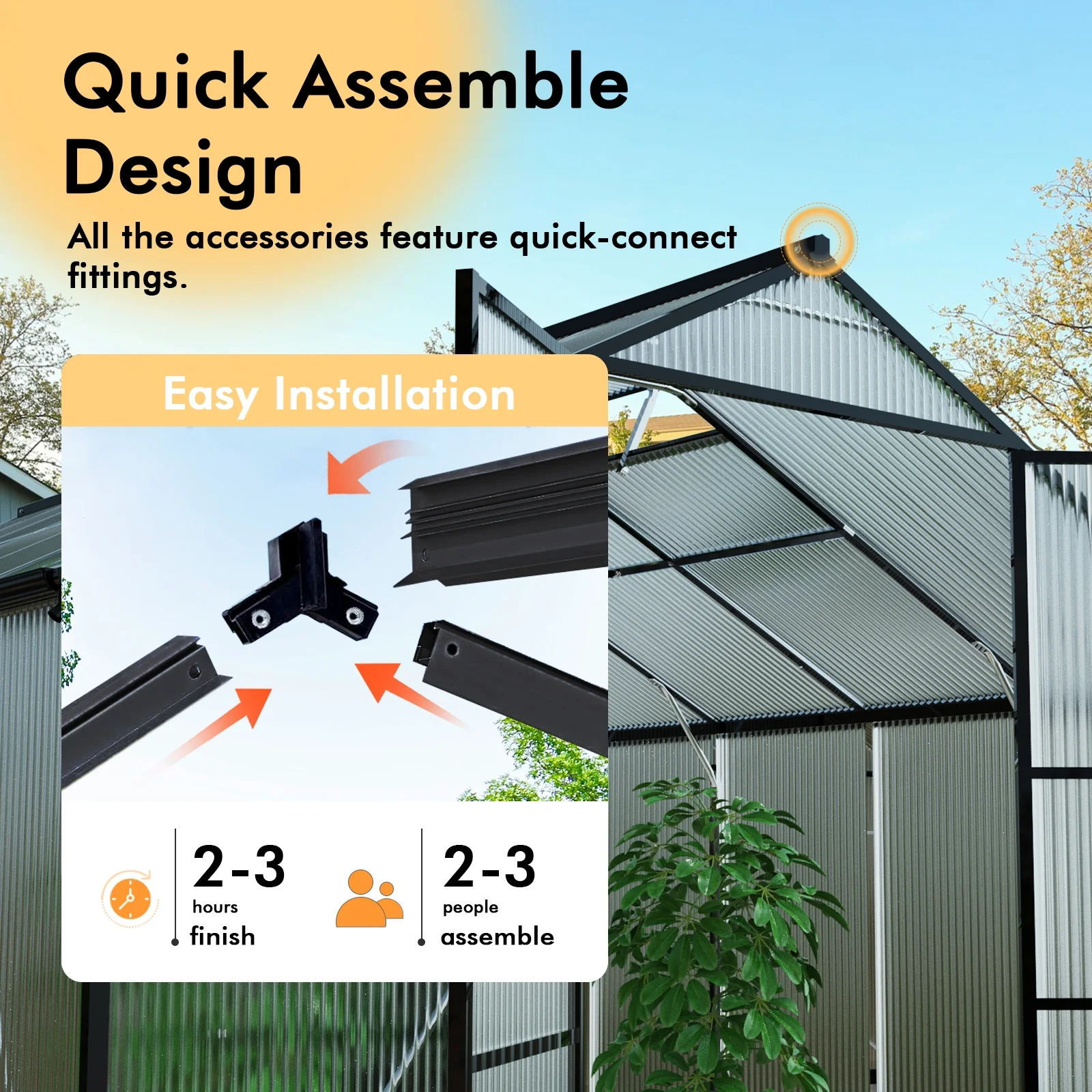 WUKHG 10x12FT Outdoor Greenhouse with Thermometer Hygrometer, Heavy-Duty Walk-in Greenhouse for Garden with Reinforced Aluminum Frame, All-Weather Greenhouse with UV-Resistant Polycarbonate Panels
