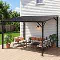 WUKHG 10'x 12' Lean to Gazebo, Outdoor Gazebo with Reinforced Metal Frame and Metal Panel, Hardtop Gazebos with Drainage Channel, for Backyard, Porch, Deck