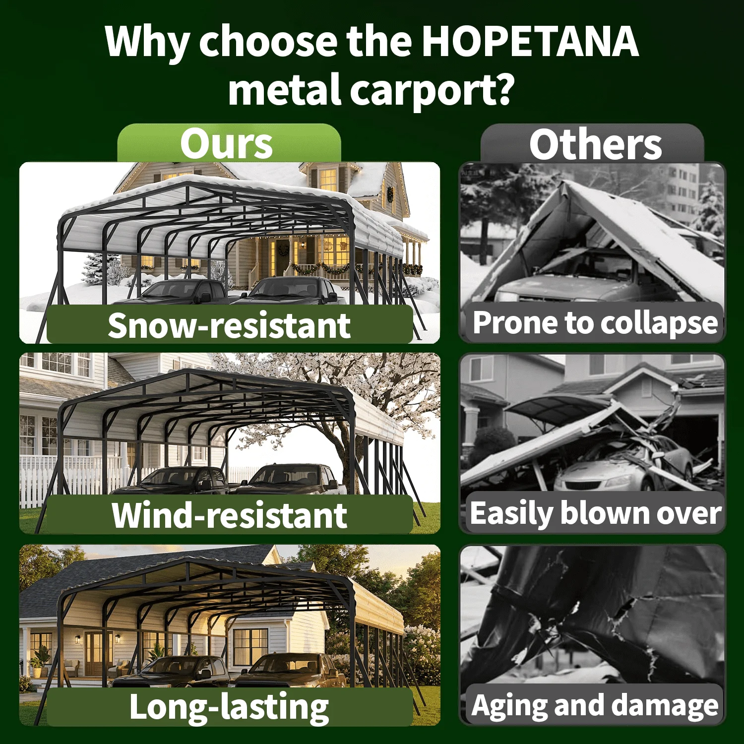 WUKHG 20x30FT Heavy Duty Metal Carport, Outdoor Carport Canopy with Iron Roof, Durable All-Weather Carport for Cars, Trucks, Boats & Outdoor Equipment, Easy Quick-Install Assembly