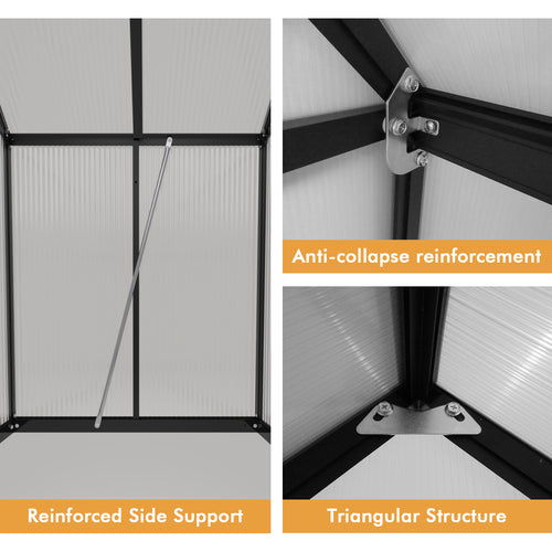 WUKHG 6x4FT Outdoor Greenhouse, Heavy-Duty Walk-in Greenhouse for Garden with Reinforced Aluminum Frame, UV-Resistant Polycarbonate Panels, All-Weather Greenhouse for Winter Planting