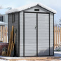WUKHG 6x4FT Resin Shed with Floor, Weather-Resistant Plastic Garden Shed for Backyard, Waterproof UV-Proof Outdoor Storage Shed for Tools, Bikes & Equipment