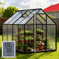 WUKHG 6x7.5FT Outdoor Greenhouse with Thermometer Hygrometer, Heavy-Duty Walk-in Greenhouse for Garden with Reinforced Aluminum Frame, All-Weather Greenhouse with UV-Resistant Polycarbonate Panels