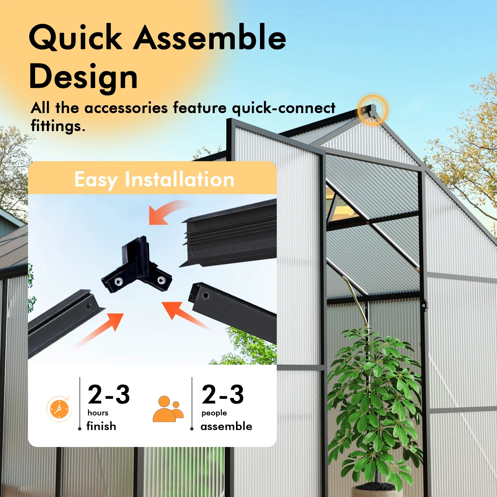 WUKHG 8x10FT Outdoor Greenhouse, Heavy-Duty Walk-in Green house for Garden with Reinforced Aluminum Frame & UV-Resistant Polycarbonate Panels