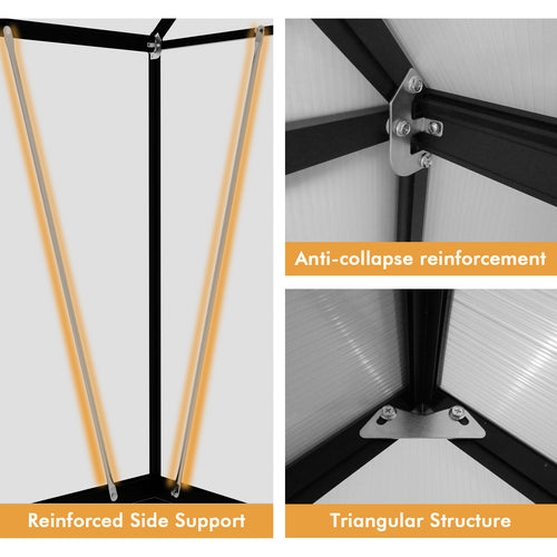 WUKHG 6x7.5FT Outdoor Greenhouse, Heavy-Duty Walk-in Greenhouse for Garden with Reinforced Aluminum Frame, UV-Resistant Polycarbonate Panels, All-Weather Greenhouse for Winter Planting