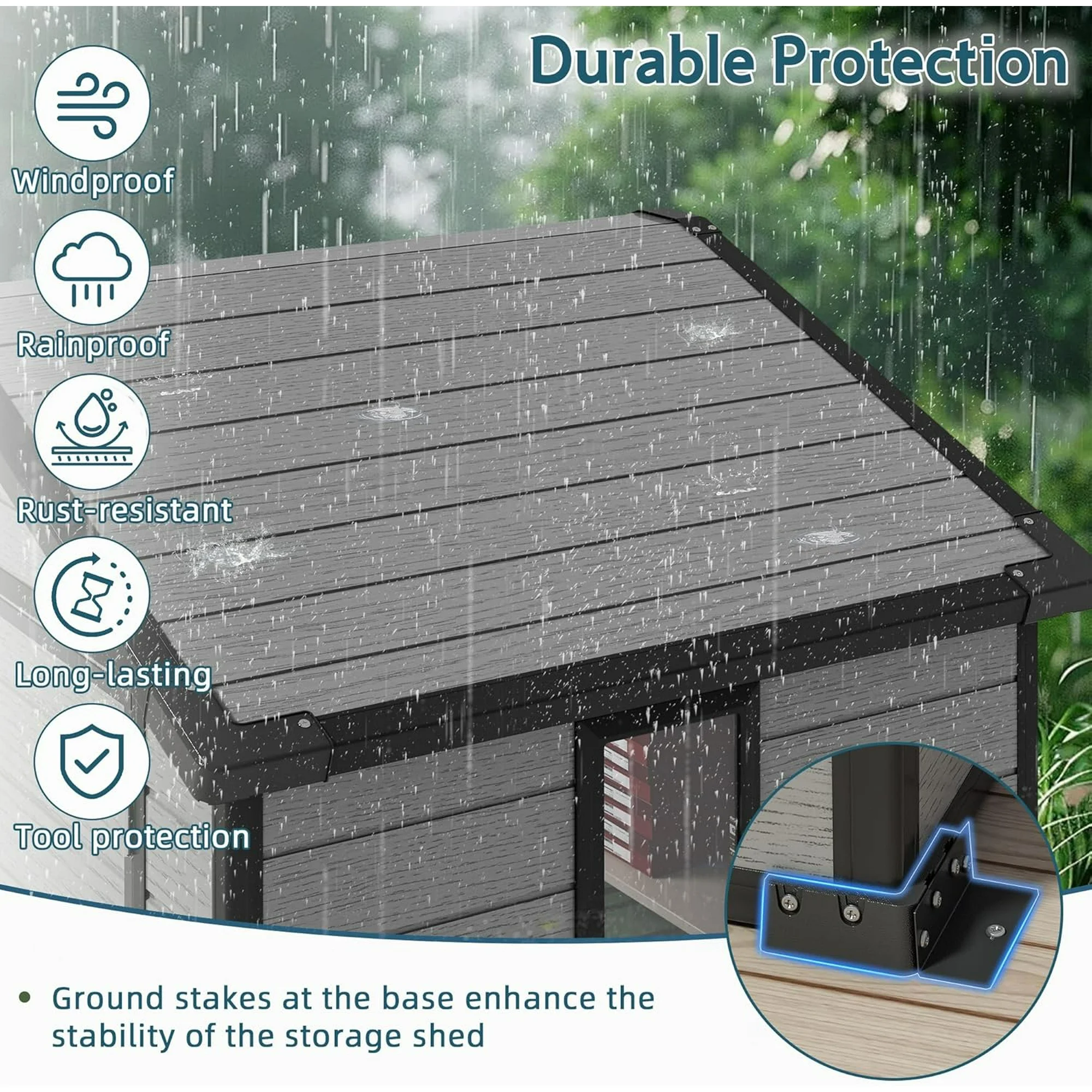 WUKHG 6x4FT Resin Shed with Floor, Weather-Resistant Plastic Garden Shed for Backyard, Waterproof UV-Proof Outdoor Storage Shed for Tools, Bikes & Equipment