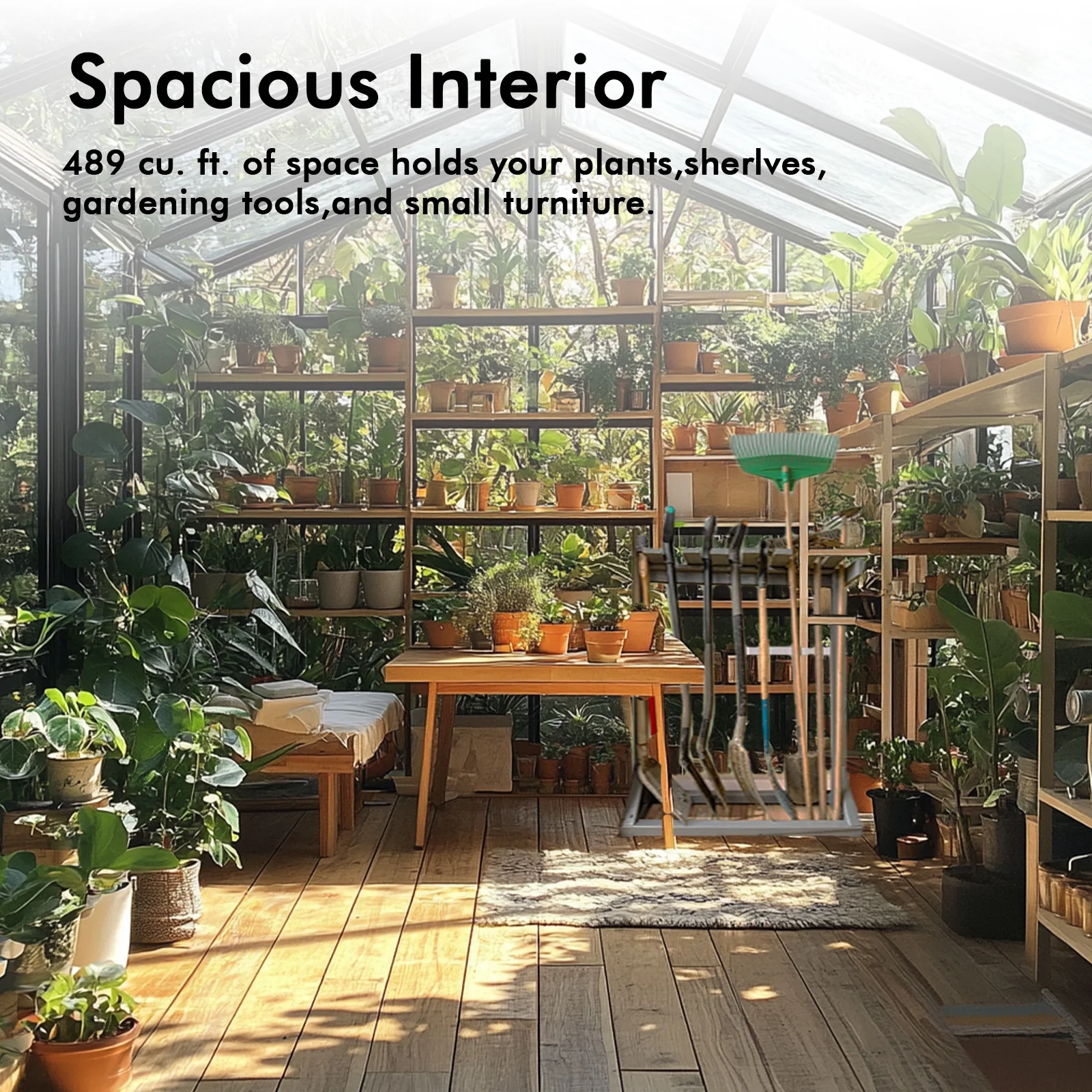 WUKHG 8x14FT Outdoor Greenhouse, Heavy-Duty Walk-in Greenhouse for Garden with Reinforced Aluminum Frame, UV-Resistant Polycarbonate Panels, All-Weather Greenhouse for Winter Planting