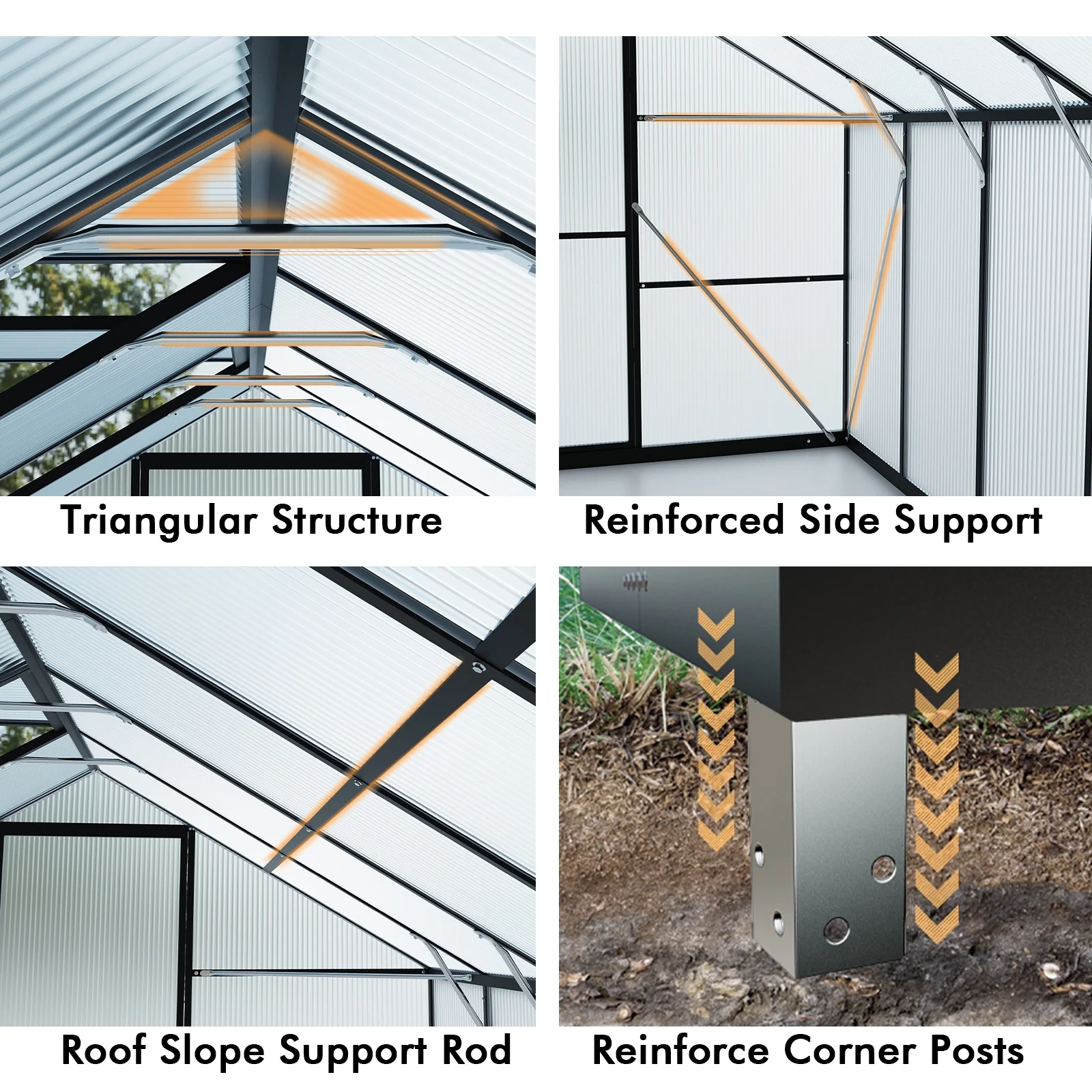 WUKHG 8x14FT Outdoor Greenhouse, Heavy-Duty Walk-in Greenhouse for Garden with Reinforced Aluminum Frame, UV-Resistant Polycarbonate Panels, All-Weather Greenhouse for Winter Planting
