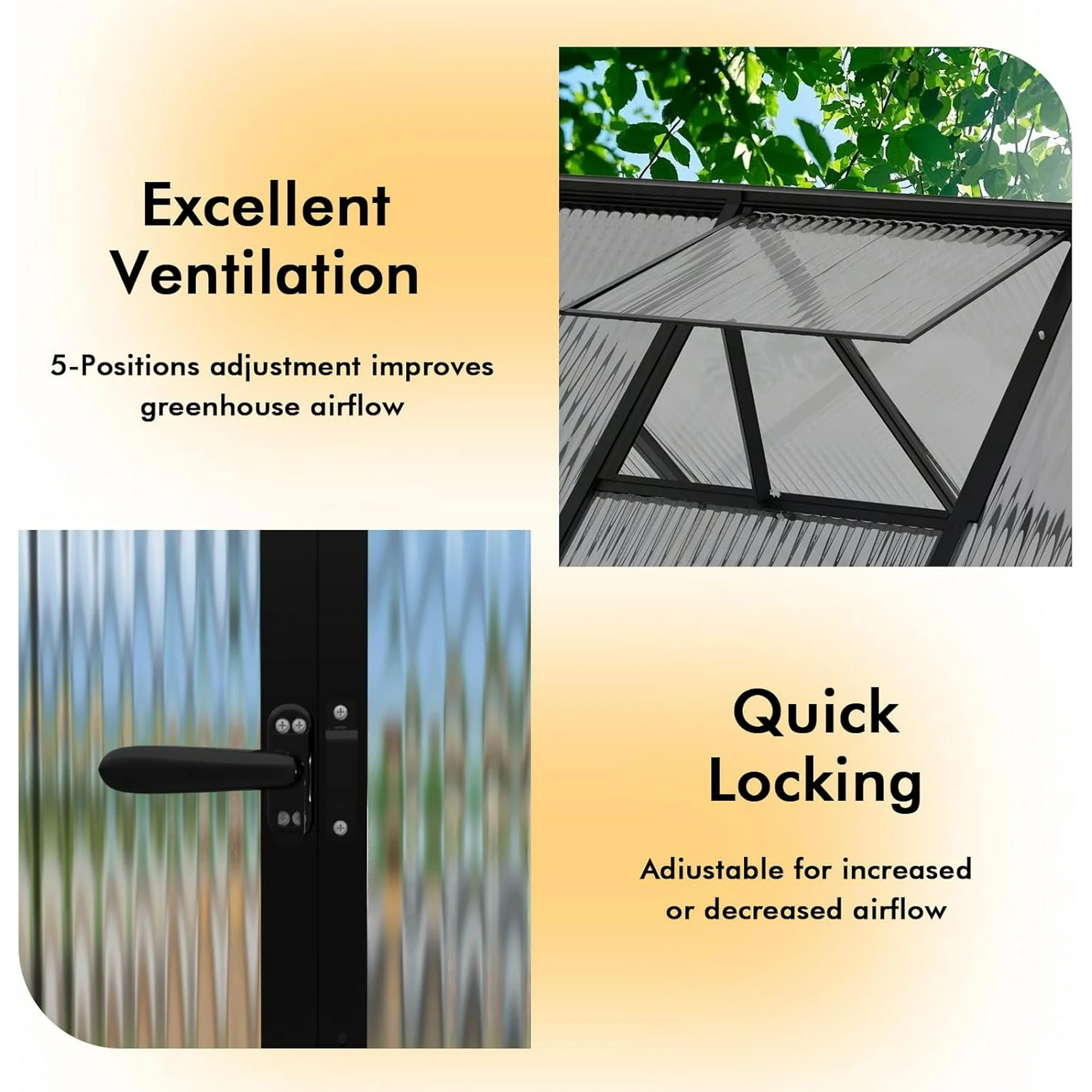 WUKHG 6x7.5FT Outdoor Greenhouse with Thermometer Hygrometer, Heavy-Duty Walk-in Greenhouse for Garden with Reinforced Aluminum Frame, All-Weather Greenhouse with UV-Resistant Polycarbonate Panels