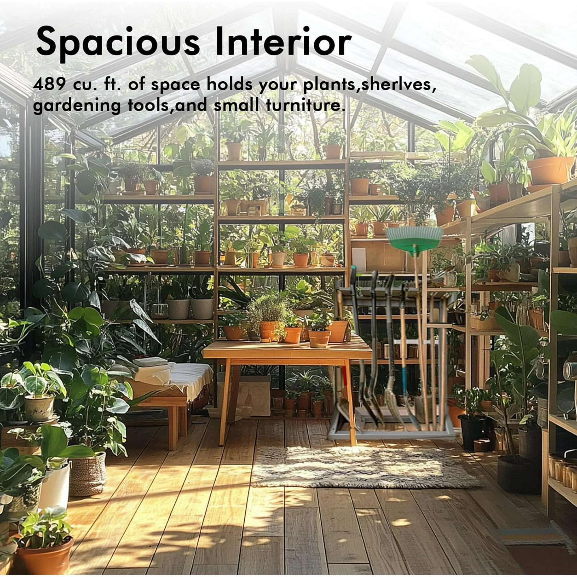 WUKHG 8x10FT Outdoor Greenhouse with Thermometer Hygrometer, Heavy-Duty Walk-in Greenhouse for Garden with Reinforced Aluminum Frame, All-Weather Greenhouse with UV-Resistant Polycarbonate Panels