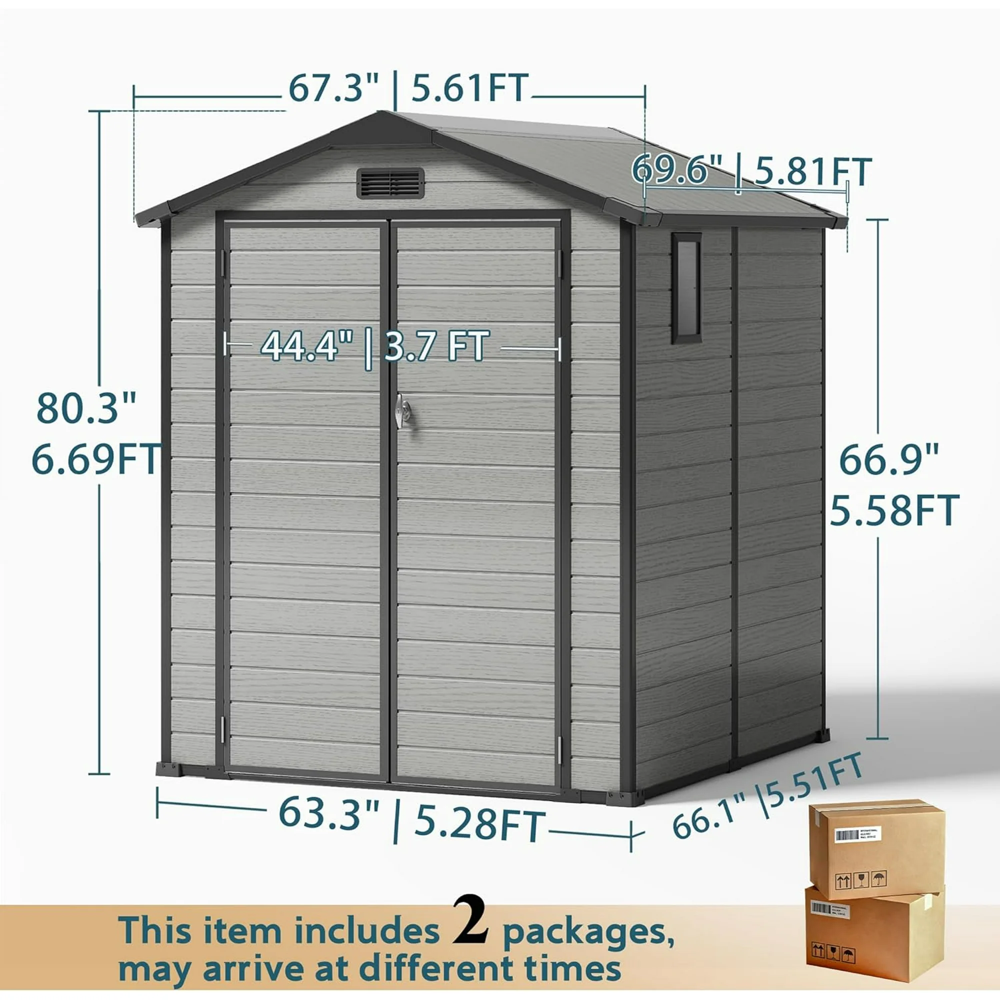 WUKHG 6x6FT Resin Shed with Floor, Weather-Resistant Plastic Garden Shed for Backyard, Waterproof UV-Proof Outdoor Storage Shed for Tools, Bikes & Equipment
