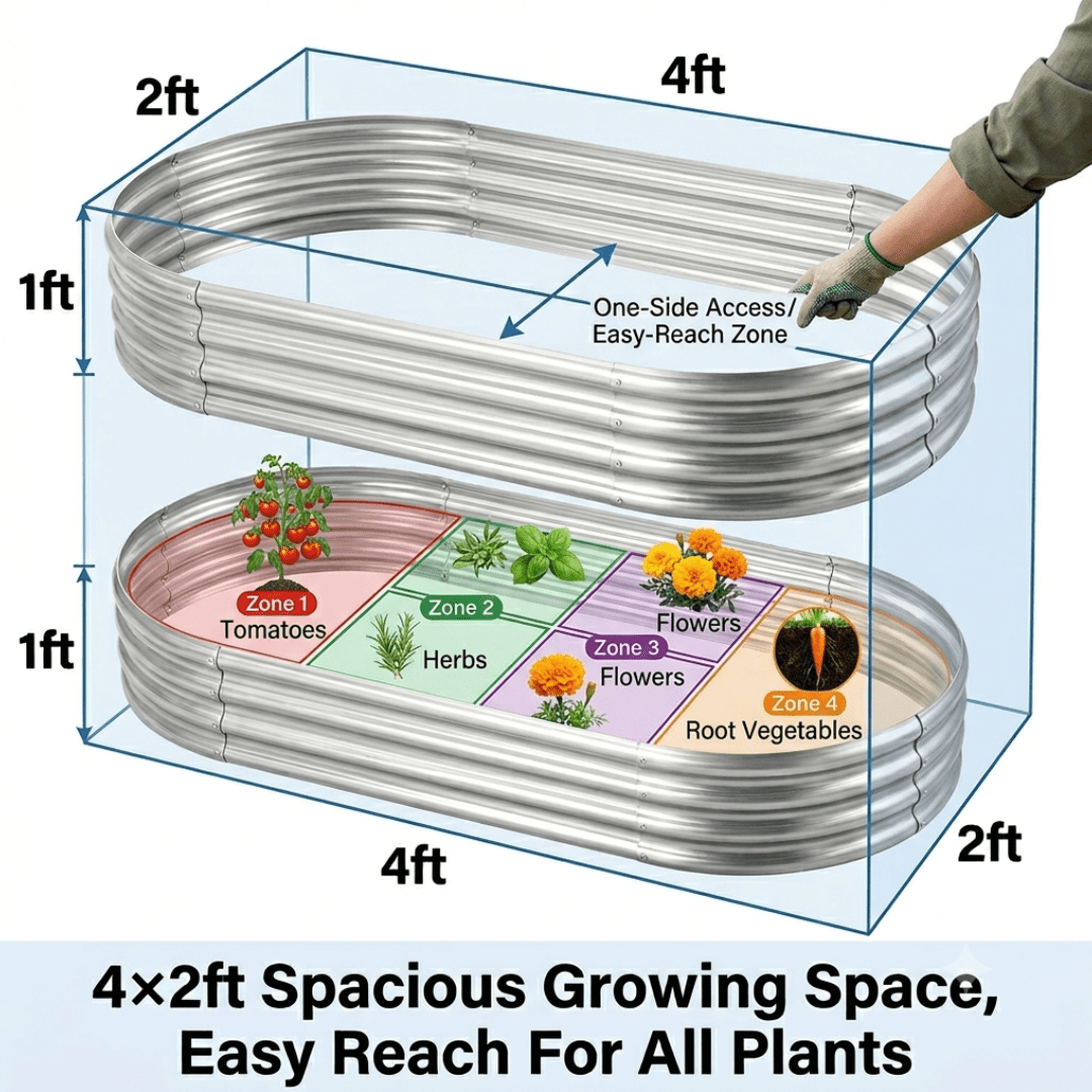 WUKHG Raised Garden Bed Kits 2 Pack, Oval Metal Galvanized Planter Boxes for Vegetables and Flowers