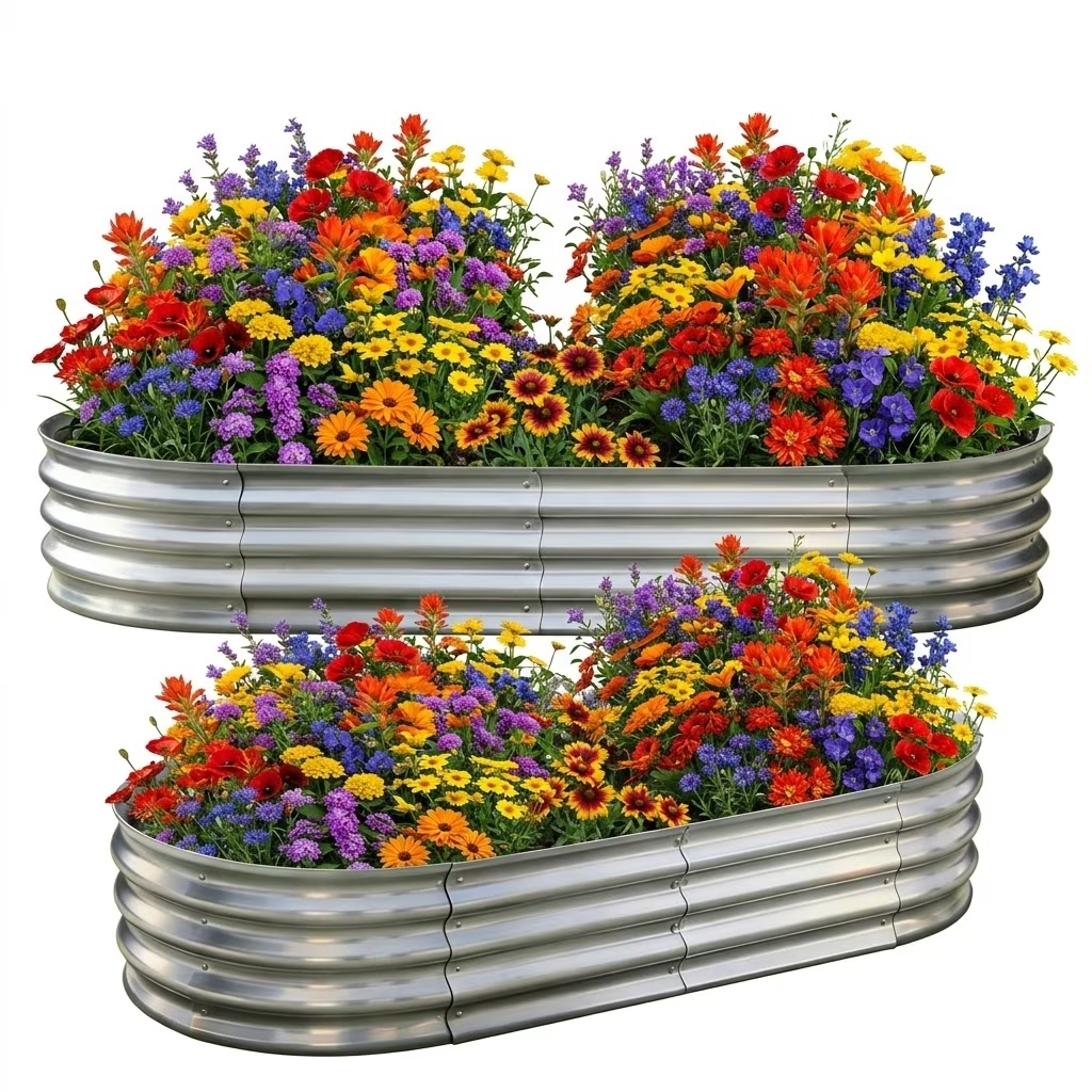 WUKHG Raised Garden Bed Kits 2 Pack, Oval Metal Galvanized Planter Boxes for Vegetables and Flowers