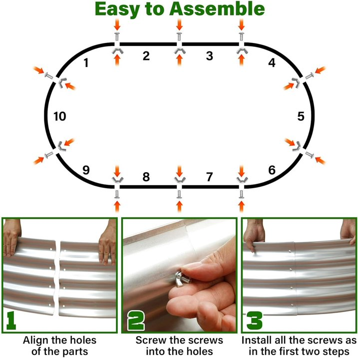 WUKHG Raised Garden Bed Kits 2 Pack, Oval Metal Galvanized Planter Boxes for Vegetables and Flowers