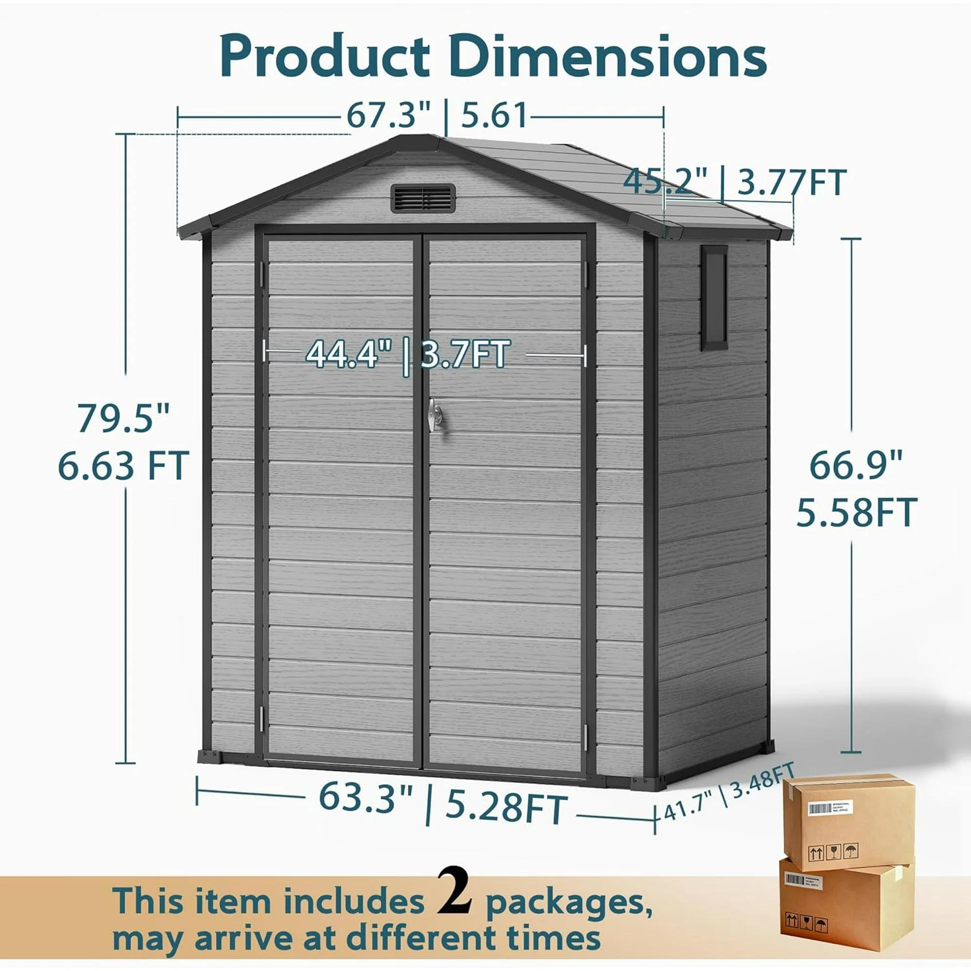 WUKHG 6x4FT Resin Shed with Floor, Weather-Resistant Plastic Garden Shed for Backyard, Waterproof UV-Proof Outdoor Storage Shed for Tools, Bikes & Equipment