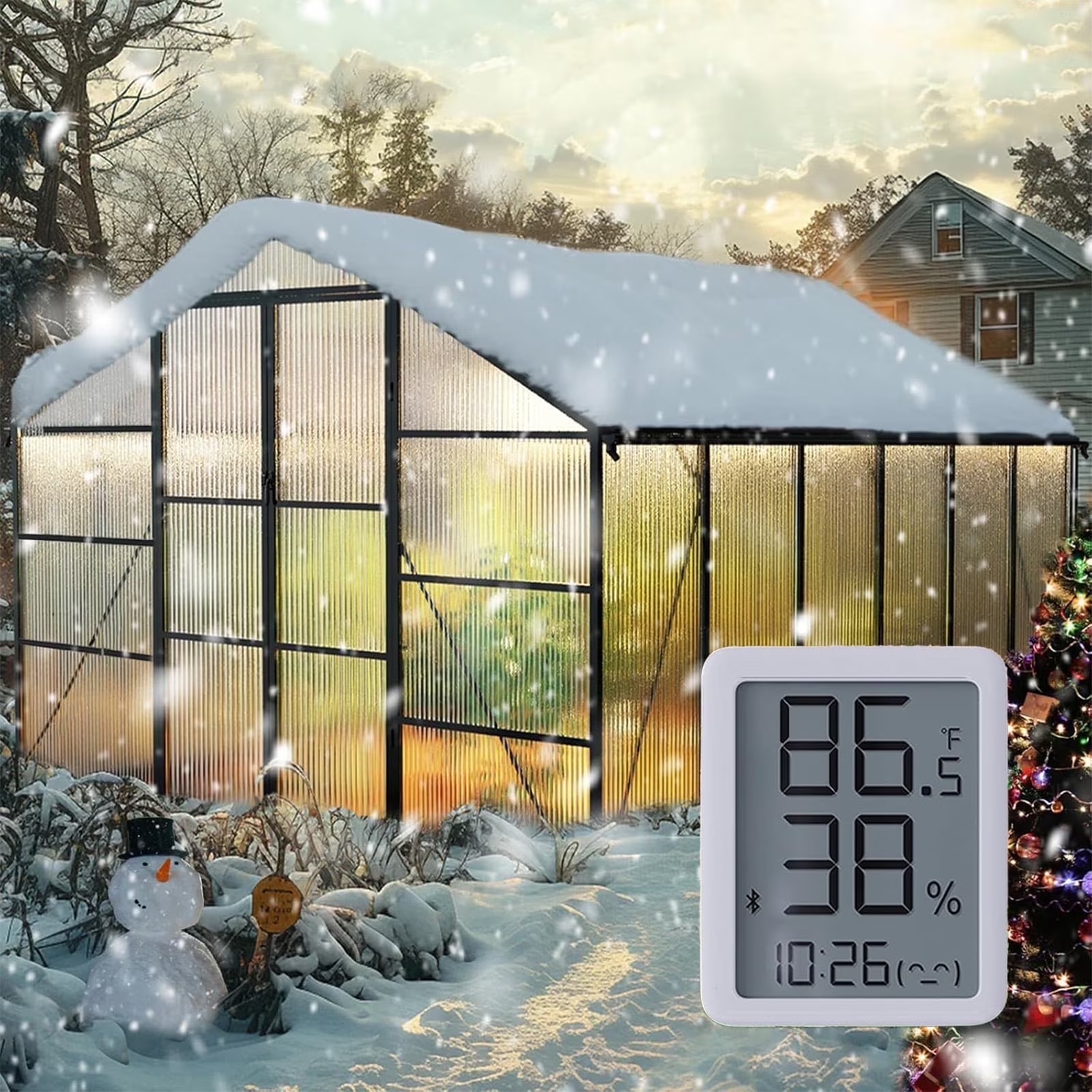 WUKHG 10x12FT Outdoor Greenhouse with Thermometer Hygrometer, Heavy-Duty Walk-in Greenhouse for Garden with Reinforced Aluminum Frame, All-Weather Greenhouse with UV-Resistant Polycarbonate Panels