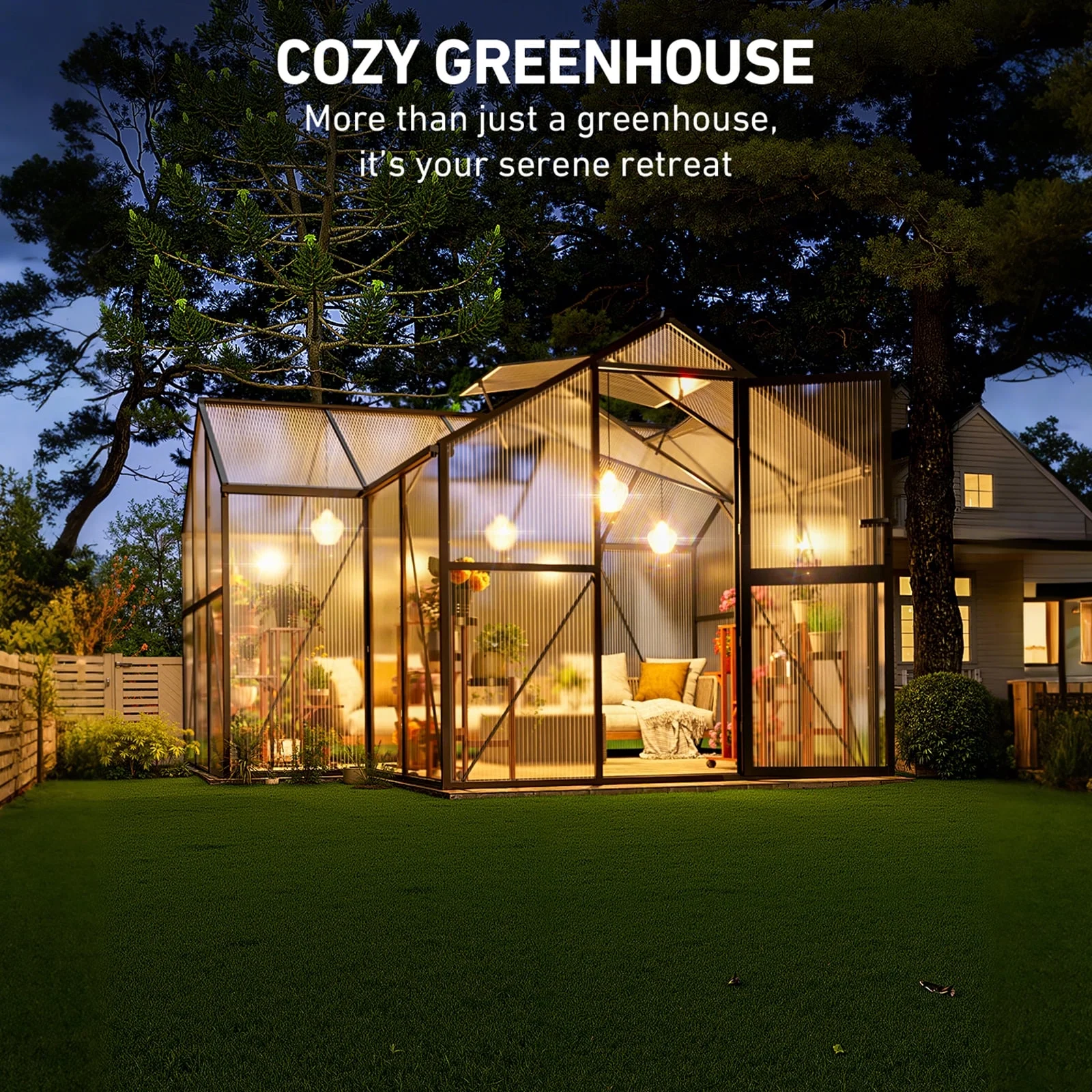 WUKHG 12X12 ft T-Shape Heavy Duty Walk-in Greenhouse | Windproof Aluminum ter | Adjustable Roof Vents | Easy Assembly for Backyard GardenFrame | Built-in Thermometer Hygrome