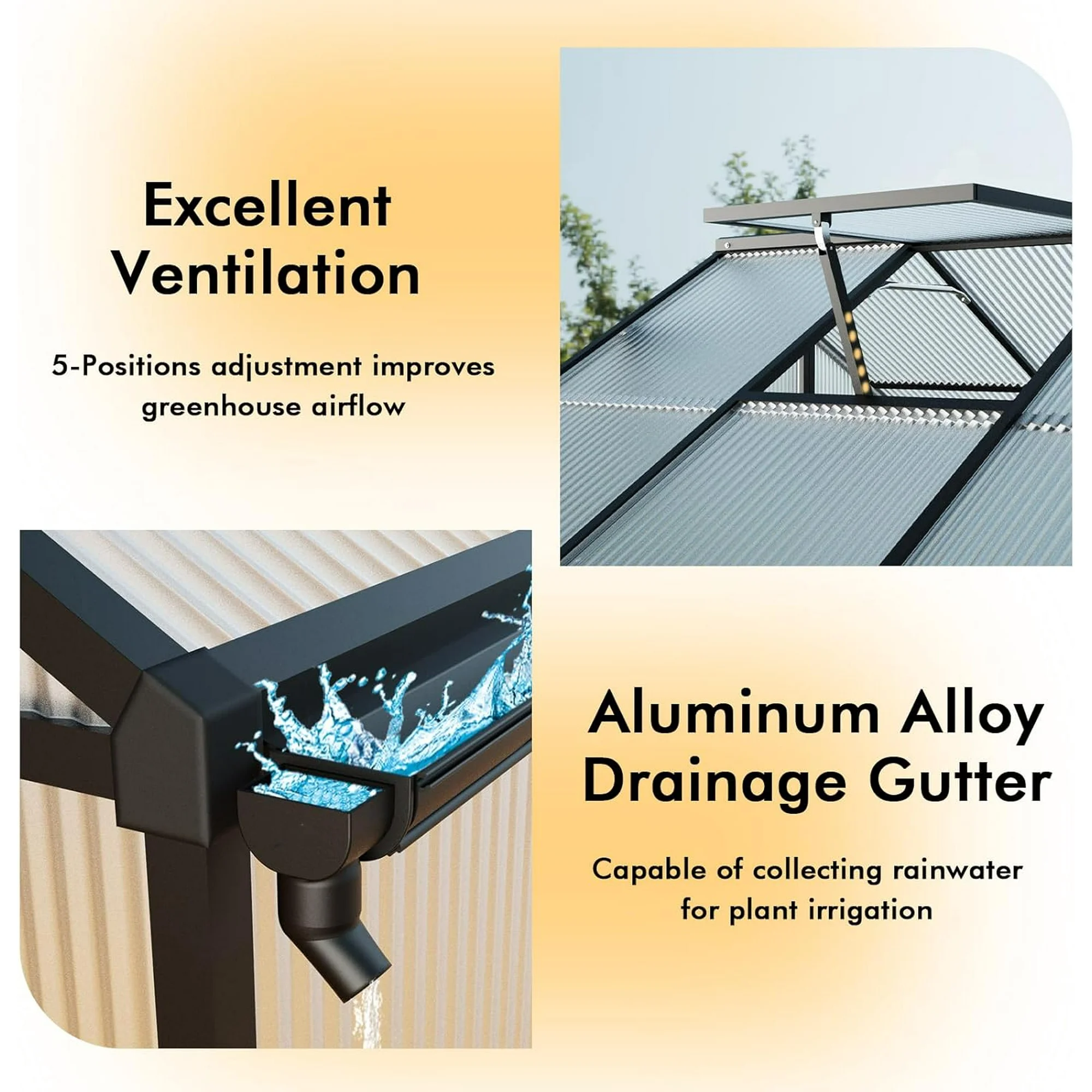 WUKHG 8x10FT Outdoor Greenhouse with Thermometer Hygrometer, Heavy-Duty Walk-in Greenhouse for Garden with Reinforced Aluminum Frame, All-Weather Greenhouse with UV-Resistant Polycarbonate Panels