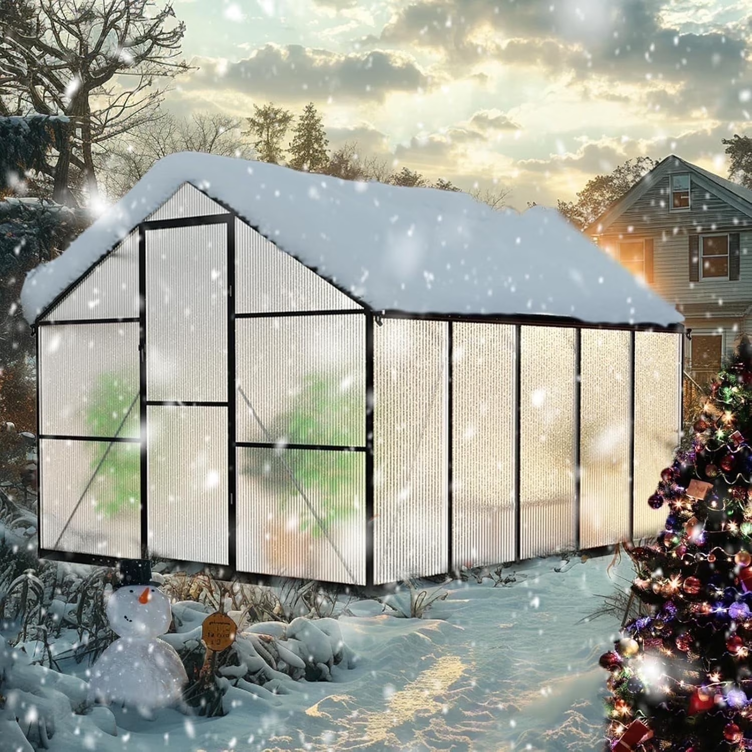 WUKHG 8x10FT Outdoor Greenhouse, Heavy-Duty Walk-in Green house for Garden with Reinforced Aluminum Frame & UV-Resistant Polycarbonate Panels
