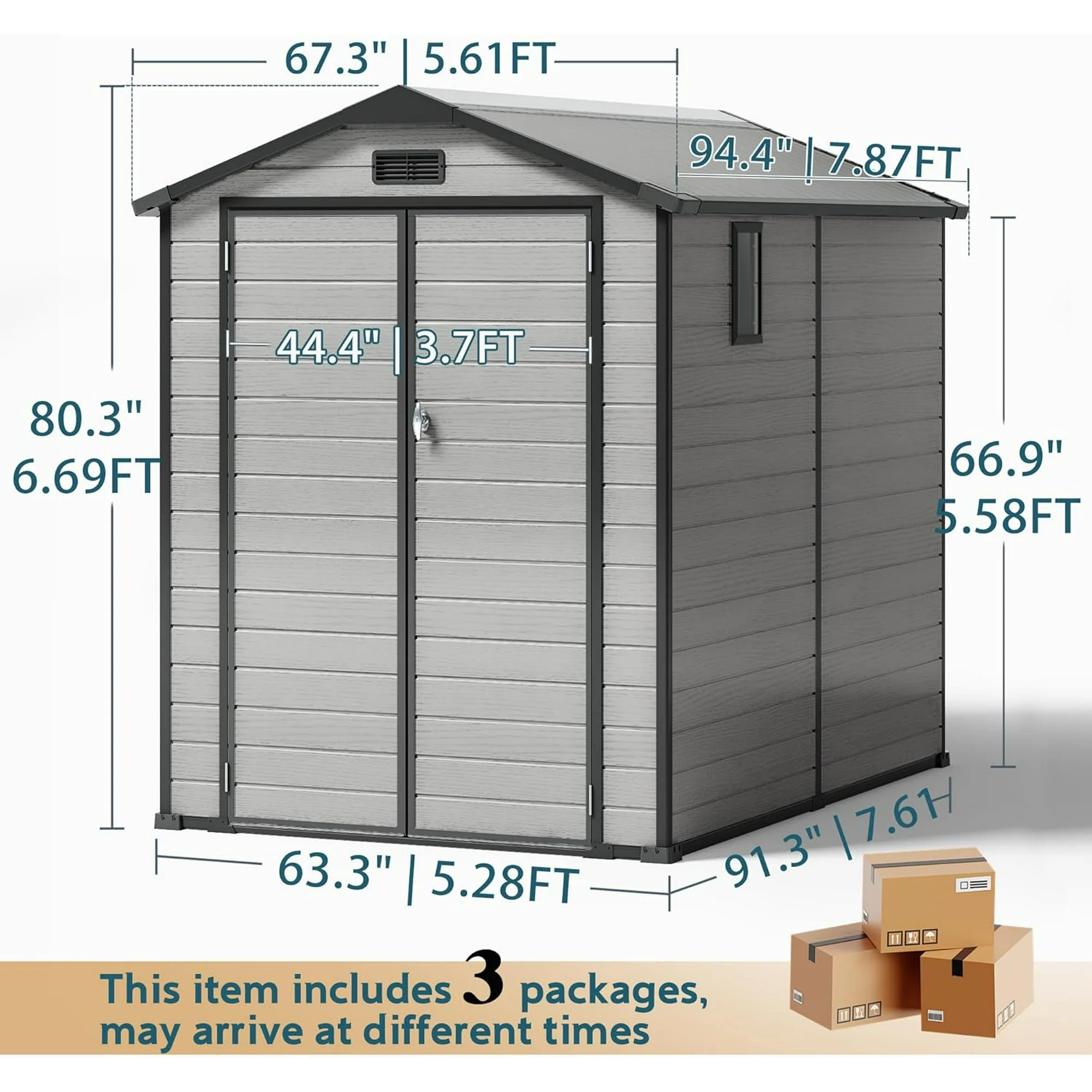 WUKHG 6x8FT Resin Shed with Floor, Weather-Resistant Plastic Garden Shed for Backyard, Waterproof UV-Proof Outdoor Storage Shed for Tools, Bikes & Equipment