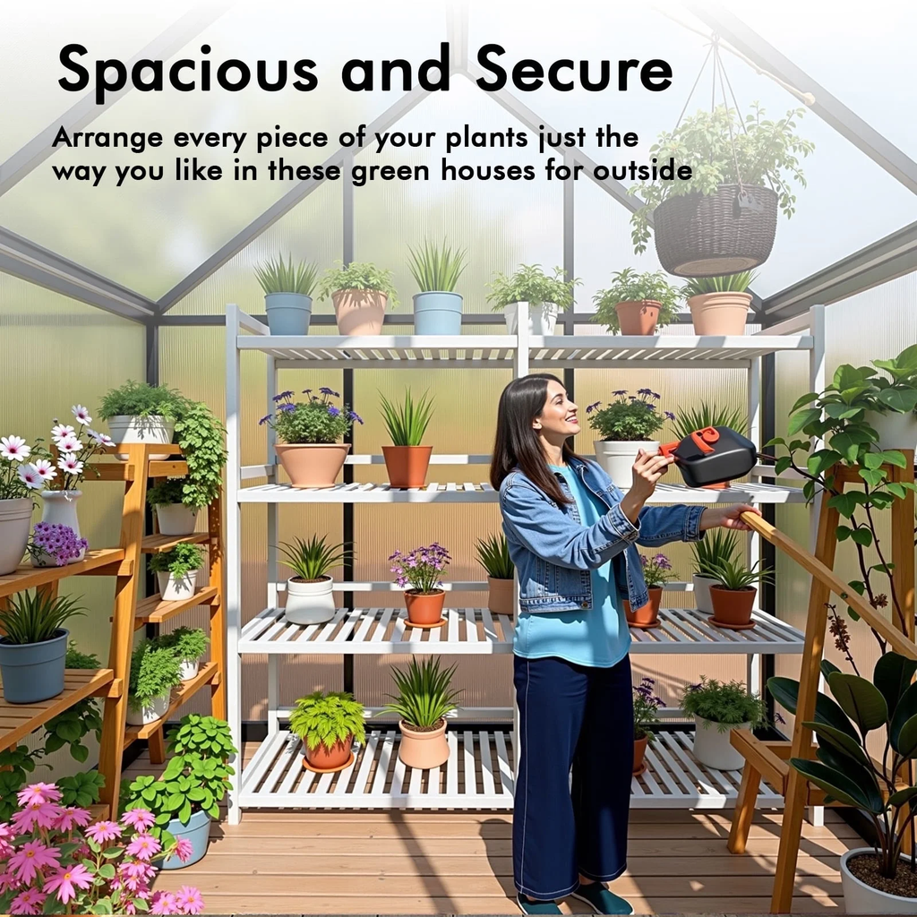 WUKHG 6x6FT Outdoor Greenhouse, Heavy-Duty Walk-in Greenhouse with Reinforced Aluminum Frame, UV-Resistant Polycarbonate Panels, All-Weather Greenhouse for Garden Backyard