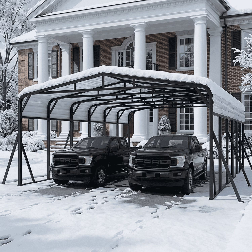WUKHG 20x30FT Heavy Duty Metal Carport, Outdoor Carport Canopy with Iron Roof, Durable All-Weather Carport for Cars, Trucks, Boats & Outdoor Equipment, Easy Quick-Install Assembly