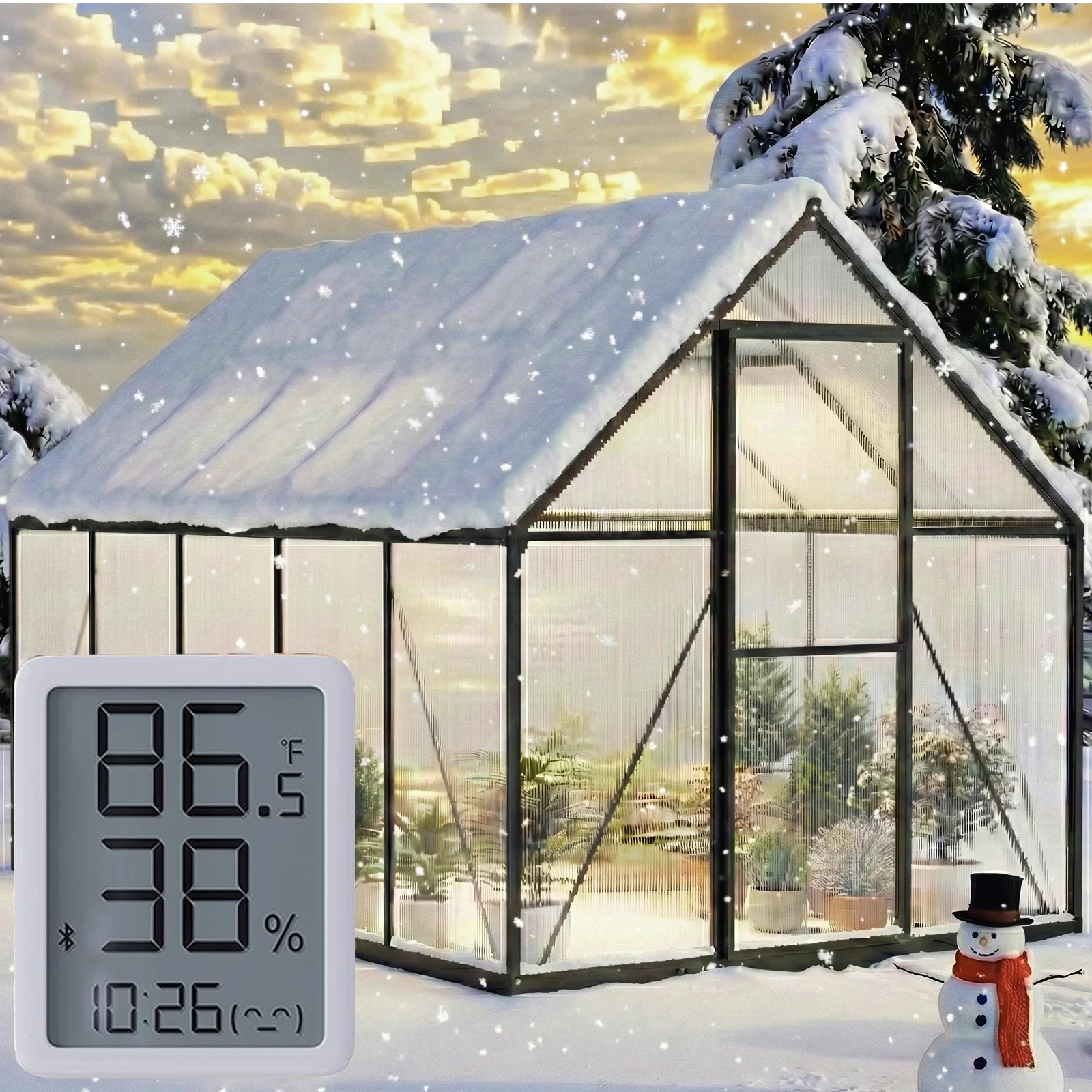WUKHG 6x10FT Outdoor Greenhouse with Thermometer Hygrometer, Heavy-Duty Walk-in Greenhouse for Garden with Reinforced Aluminum Frame, All-Weather Greenhouse with UV-Resistant Polycarbonate Panels